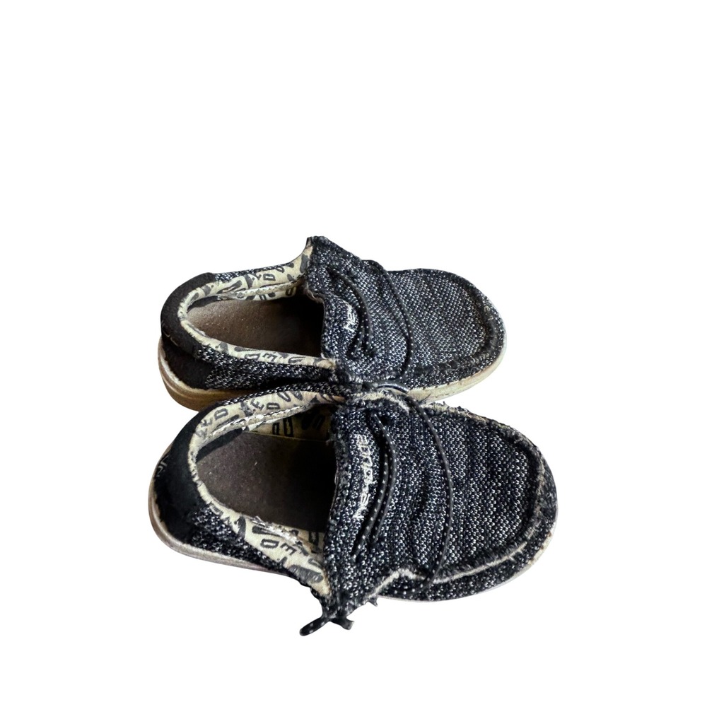 Hey Dude Wally Toddler Size K8 Black Marl Knit Slip On Loafers Kids
